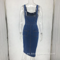 Nuevos tipos de vestidos de jean sin mangas sin mangas